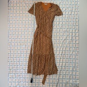 Polagram Floral Tan Midi Dress